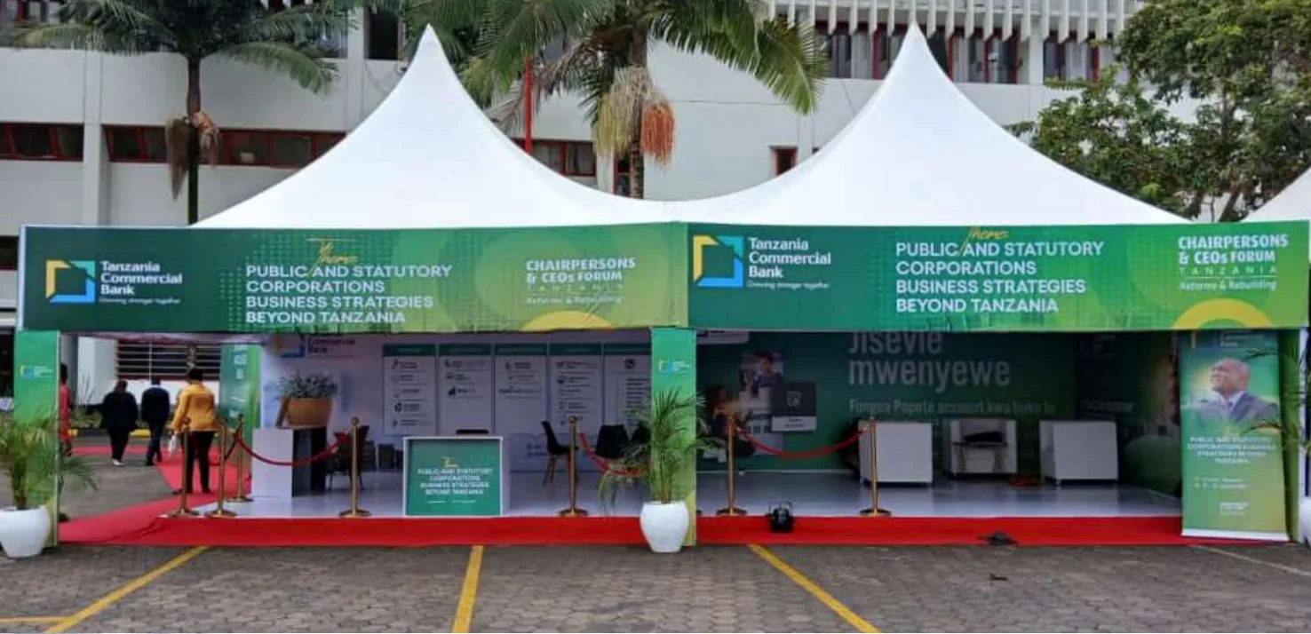 Branded break-out session tents with red carpet at the Forum