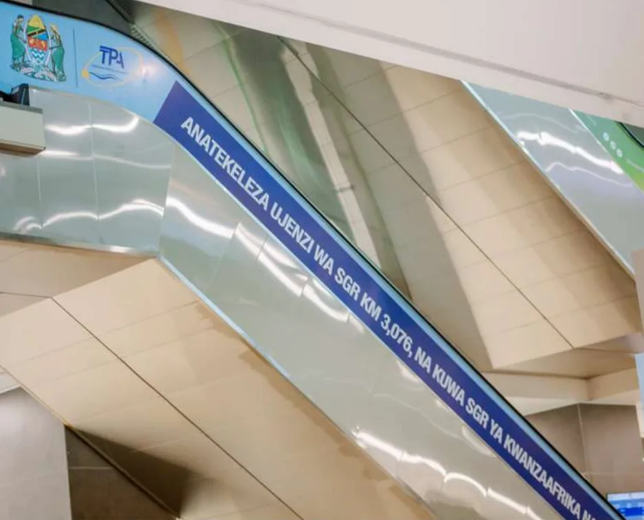 SGR station ceiling banner installation