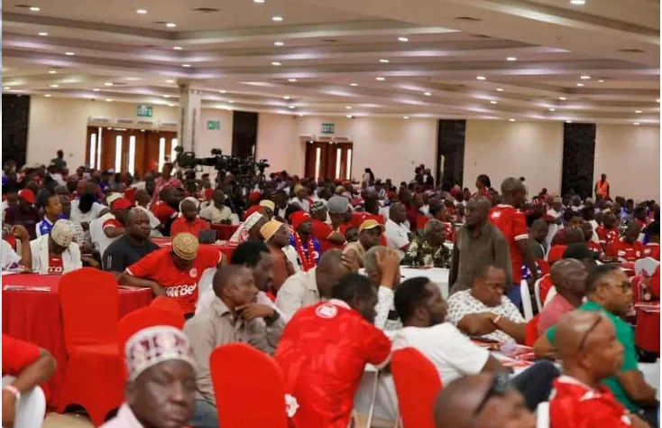 2,000 Simba Sports Club members seated in the main hall at Diamond Jubilee