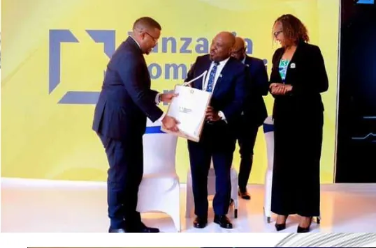 Formal presentation ceremony, executives on stage at the Stawi Bond Launch